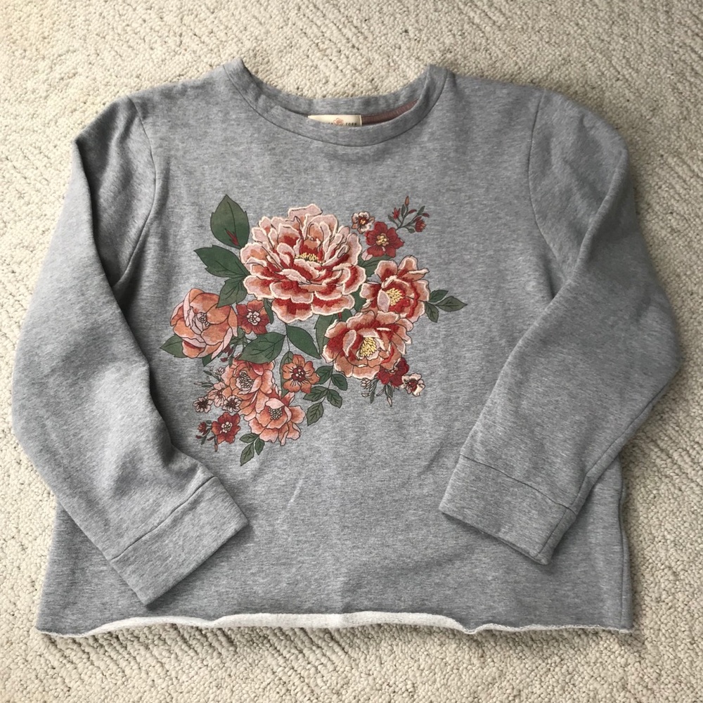 Penelope Rose Floral Embroidered Sweatshirt Sz L